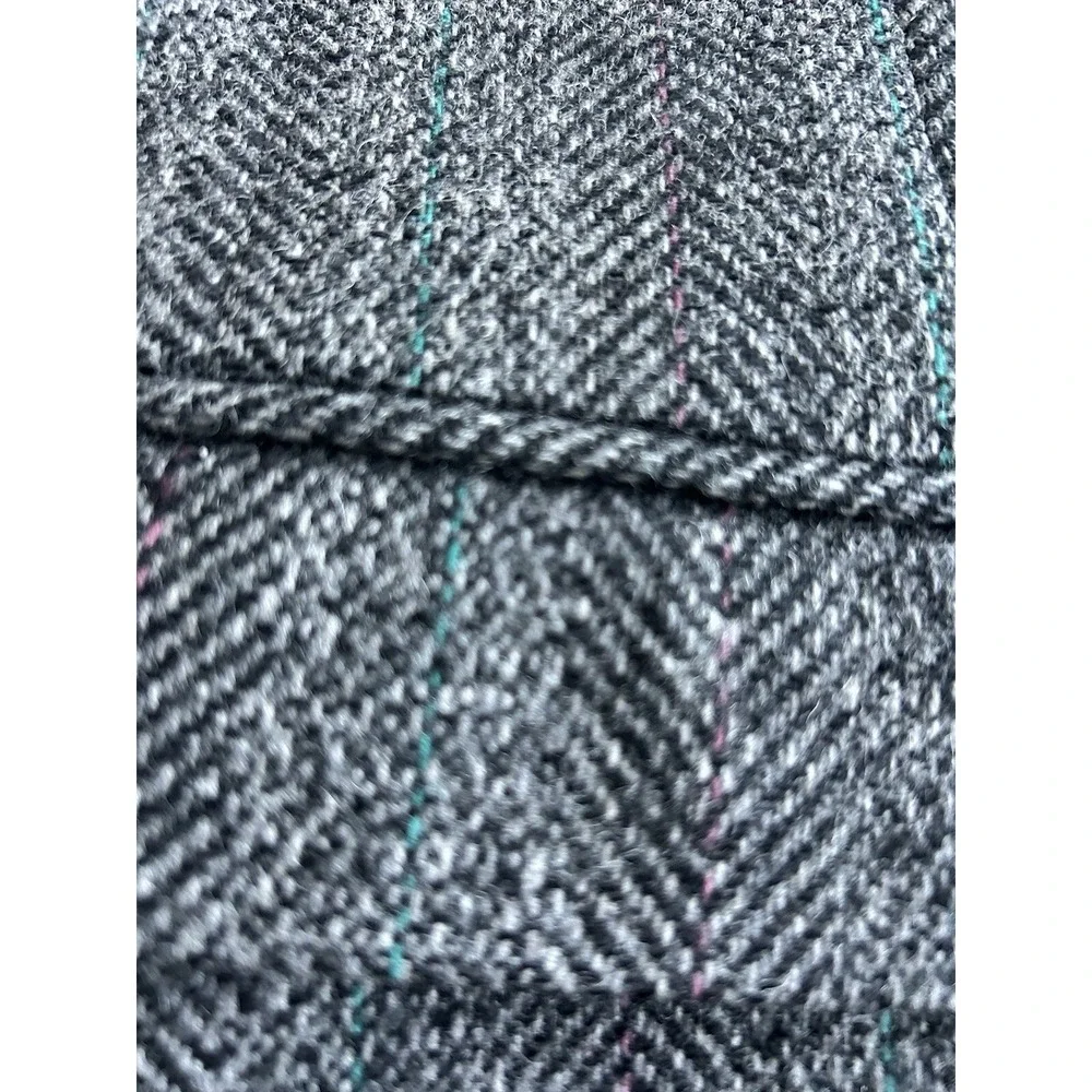 Men's Wool Sport Coat 44L Gray Herringbone 2 Button Gallery Haggar Office